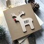 Personalised Wooden Reindeer Decoration Christmas Card, thumbnail 1 of 2