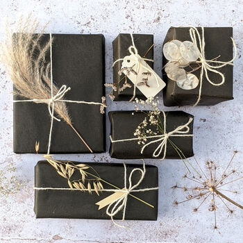 100% Recyclable Black, White And Kraft Gift Wrap Set, 3 of 5