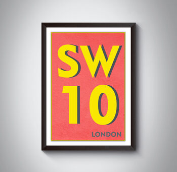 Sw10 Chelsea London Postcode Typography Print, 9 of 10