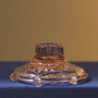 Vintage Art Deco Glass Candlestick Peachy Pink, thumbnail 2 of 4