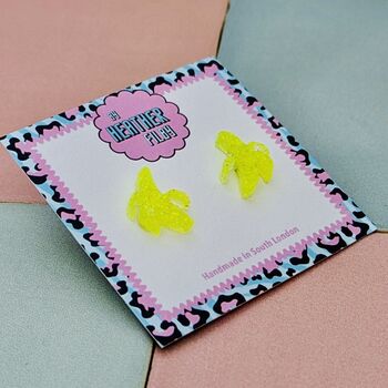 Yellow Banana Glitter Resin Stud Earrings, 2 of 4