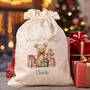 Personalised Cotton Teddy Christmas Gift Bag, thumbnail 1 of 3