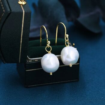 Genuine Baroque Pearl Drop Hook Earrings, 2 of 10