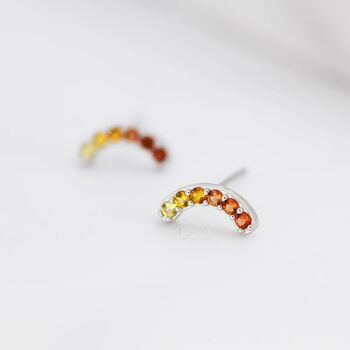 Ombre Red Cz Arch Rainbow Stud Earrings, 7 of 11