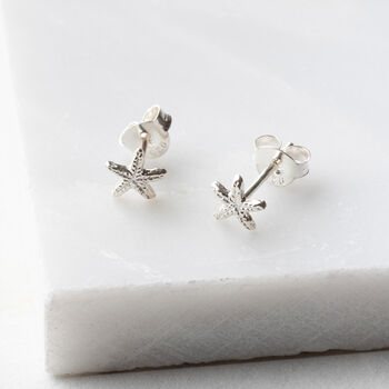 Tiny Sterling Silver Starfish Stud Earrings, 4 of 5