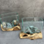 16cm Molten Glass Square Bowl On Teak Root Base, thumbnail 1 of 12