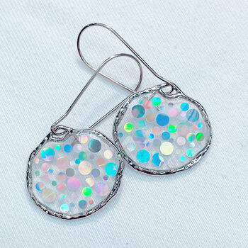 Super Silver Disco Earrings Small Hand Made, 2 of 8