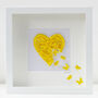 Handmade Framed 3D Yellow Butterflies Heart Picture, thumbnail 1 of 2