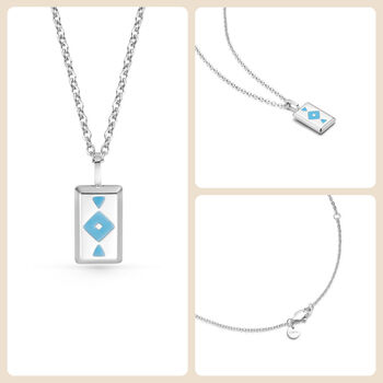 Blue Gaia Aqua Blue Glowing Pendant Necklace With Uv Keyring Torch, 5 of 7