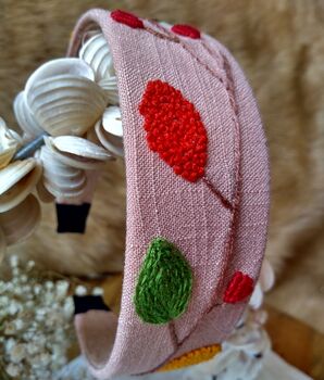 Linen Headband With Hand Embroidered Flower, 8 of 12