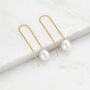 Large Pearl Drop Ear Threader Earrings, thumbnail 4 of 7