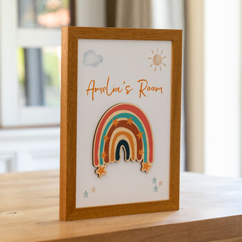 Personalised Rainbow Framed Print New Baby Gift, 5 of 7