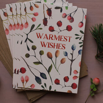 Set Of Six Warmest Wishes Botanical Christmas Cards, 4 of 4