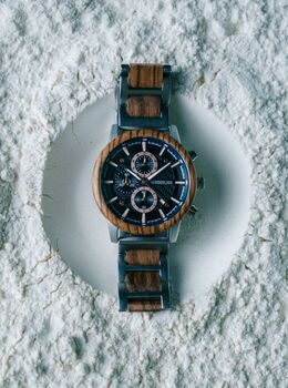 London Personalised Wood And Steel Watch For Him, 5 of 12