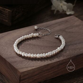 Sterling Silver Natural Freshwater Pearl Bracelet, 3 of 9