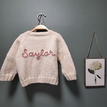 Personalised Hand Knitted Children’s Name Cardigan, 3 of 10