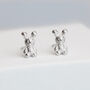 Sterling Silver Knit Bunny Stud Earrings, thumbnail 2 of 4