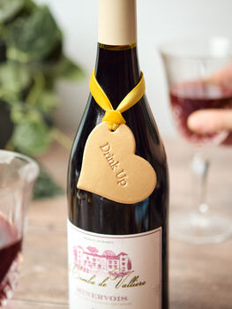 Personalised Leather Reusable Heart Bottle Tag, 2 of 3