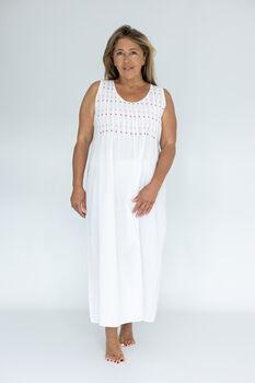 White Sleeveless Cotton Nightdress Lizzie, 5 of 8