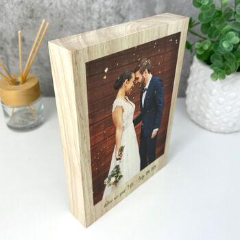 Personalised Freestanding One Photo Giant Wooden Block 21cm X 15cm Portrait, 6 of 6