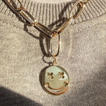 You're Smiling Again Fun Smiley Chunky Chain Necklace, 2 of 4