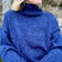 The Coco Wool And Organic Cotton Sweater In Navy Blue, thumbnail 3 of 4