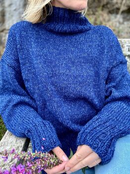 The Coco Wool And Organic Cotton Sweater In Navy Blue, 3 of 4