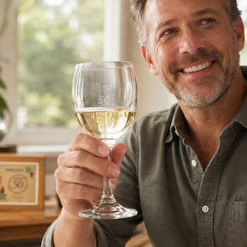 Personalised 50th Birthday Wine Glass Gift, 2 of 11
