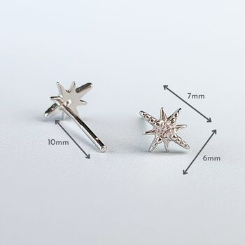 Sterling Silver Crystal Detail Star Stud Earrings, 4 of 6