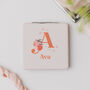 Personalised Peach Fruit Initial And Name Compact Mirror, thumbnail 2 of 7