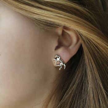 Sterling Silver Polished Origami Horse Studs, 2 of 7