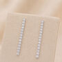 Sterling Silver Cubic Zirconia Bar Drop Earrings, thumbnail 3 of 5