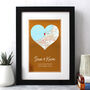 Personalised Copper Wedding Anniversary Map Print, thumbnail 2 of 2