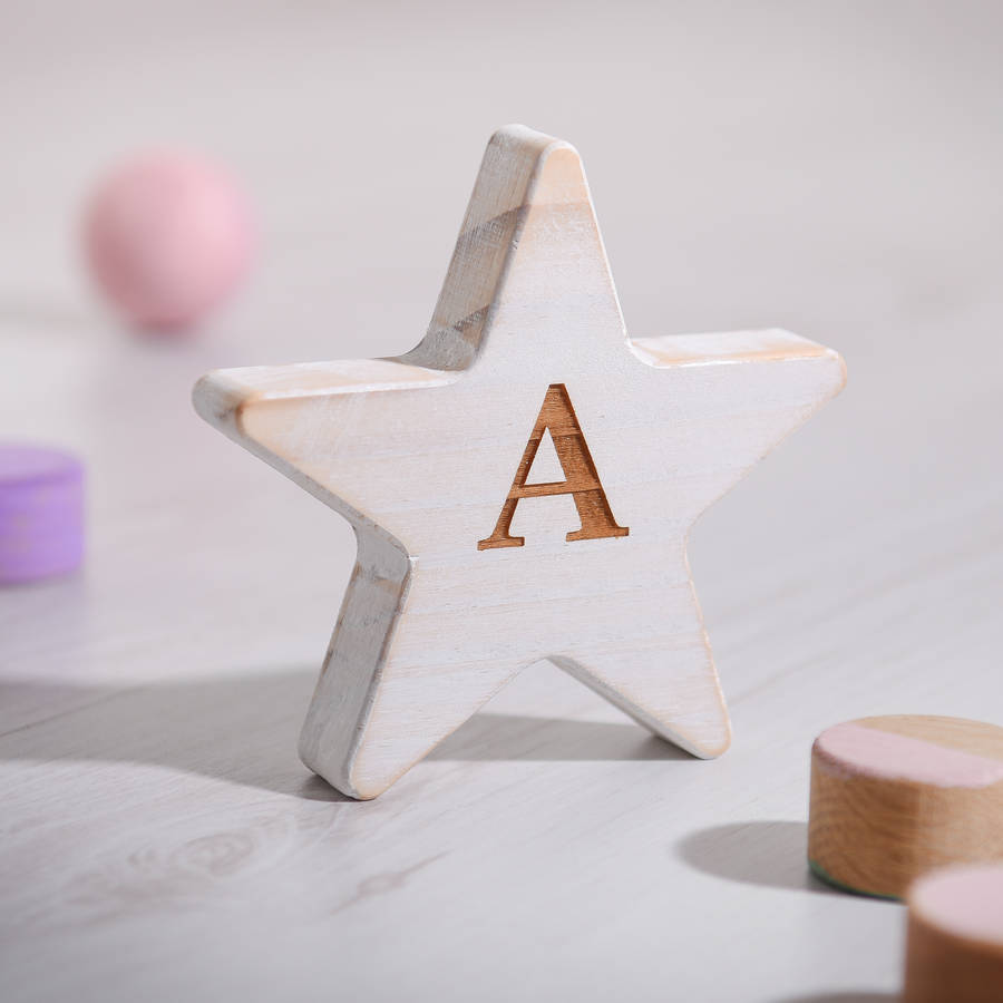 Personalised Letter Wooden Star Keepsake, 1 of 4