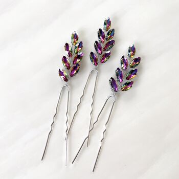 Large Rainbow Crystal Hair Pins, 6 of 6