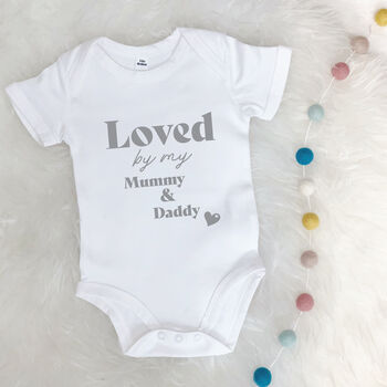 Loved By My Mummy And Daddy Valentines Babygrow, 3 of 8