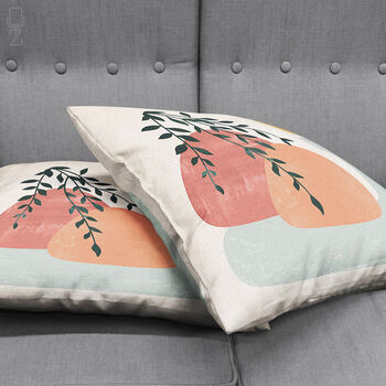 Minimalist Abstract Sun And Leaves Cushion Cover, 3 of 5
