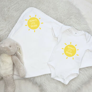 Mummy's Little Sunshine Baby Blanket And Babygrow Set, 2 of 3