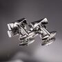 Silver Twisted Cufflinks Luxury Mens Gift, thumbnail 2 of 5
