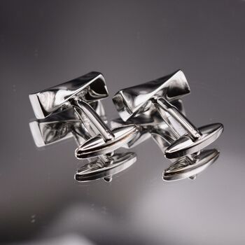 Silver Twisted Cufflinks Luxury Mens Gift, 2 of 5