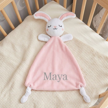 Personalised Pink Bunny Knotted Comforter, 2 of 7