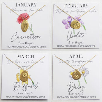 Personalised Gold Sterling Silver Birth Flower Necklace, 7 of 11