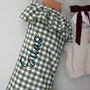 Personalised Green Gingham Stocking Embroidered, thumbnail 4 of 10
