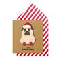 Handmade Christmas Santa Pug Personalised Greeting Card, thumbnail 1 of 5