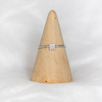 Sterling Silver Mini Square Charm Ring, 2 of 5