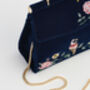 Rosy Posy Embroidered Blue Mini Top Handle Tote, thumbnail 7 of 8