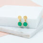 Salina Gold Plated Disc And Chrysoprase Green Earrings, thumbnail 1 of 5