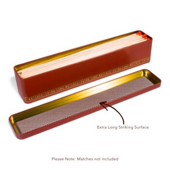 Extra Long Match Tin Storage Box Candle Gold Home Accessory Matches | Putty, 2 of 11