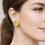 Polished 18kt Gold Plated Silver Square Clip On Earrings, thumbnail 1 of 7