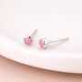 Sterling Silver Pink Opal Micro Stud Earrings – 3mm, thumbnail 2 of 7